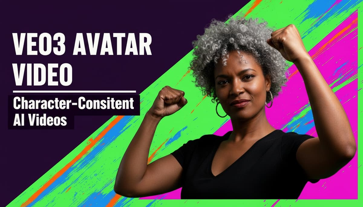 VEO3 Avatar Video tutorial showing character consistency across multiple scenes for AI video creation